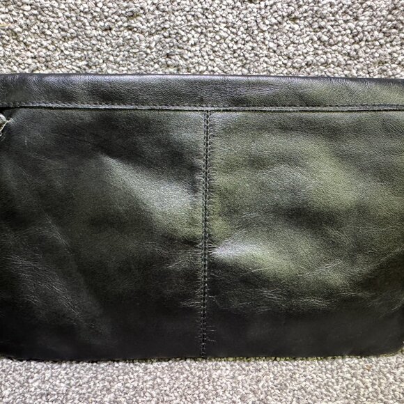 Genuine leather black purse fold over flap clutch pocket book formal  - Q1470 - Picture 3 of 14